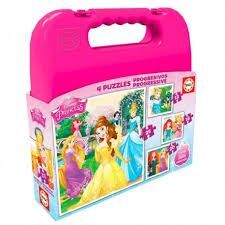 MALETA PUZZLES PROGRESIVOS PRINCESAS DISNEY 12-16-20-25